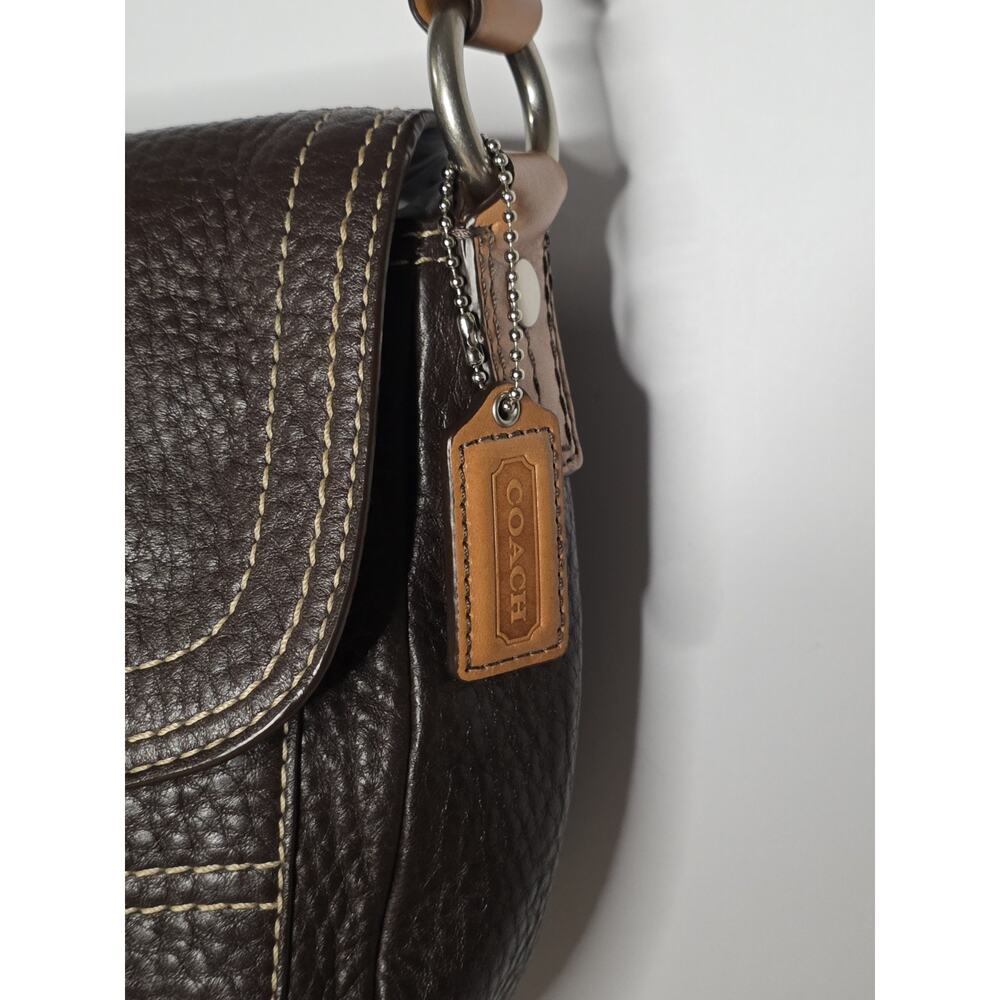 COACH Y2K Chelsea Flap Bag Brown Pebble Leather F12336 EUC - Picture 4 of 16